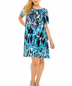 Jostar Women's Stretchy Missy Dress Short Sleeve Print-704BN-SRP1-W195 Short Length