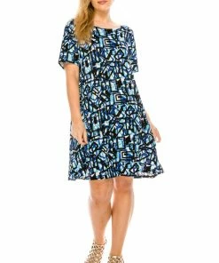 Jostar Women's Stretchy Missy Dress Short Sleeve Print-704BN-SRP1-W196