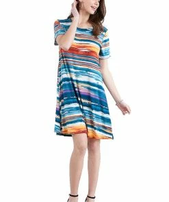 Jostar Women's Stretchy Missy Dress Short Sleeve Print-704BN-SRP1-W213