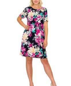 Jostar Women's Stretchy Missy Dress Short Sleeve Print-704BN-SRP1-W214 Short Length