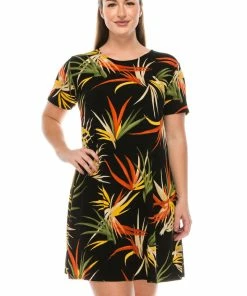 Jostar Women's Stretchy Missy Dress Short Sleeve Print, 704BN-SP-W679