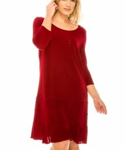 Jostar Acetate 3-Tier Bottom Quarter Sleeve Dress-729AY-QRS1 Dresses