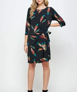 Jostar HIT Round-NK Side Tie Dress-771HT-QRP1-W235 Dresses