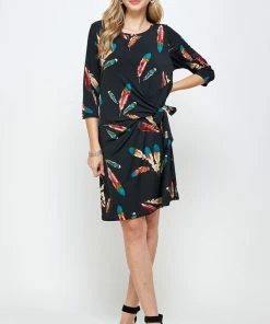 Jostar HIT Round-NK Side Tie Dress-771HT-QRP1-W235 Dresses