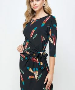 Jostar HIT Round-NK Side Tie Dress-771HT-QRP1-W235 Dresses
