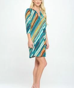 Jostar HIT Notch Neck Quarter Sleeve Print Dress-776HT-QRP1-W205