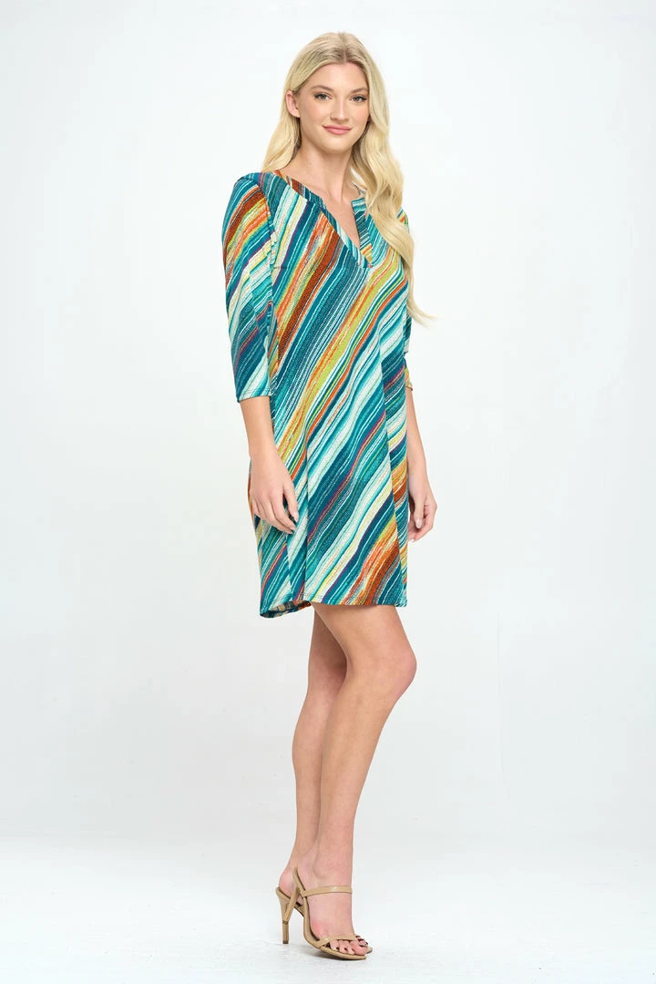 Jostar HIT Notch Neck Quarter Sleeve Print Dress-776HT-QRP1-W205