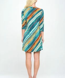 Jostar HIT Notch Neck Quarter Sleeve Print Dress-776HT-QRP1-W205