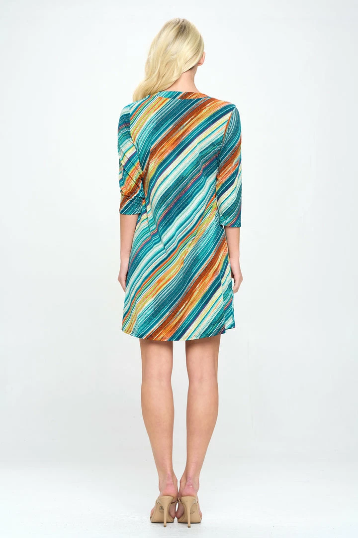 Jostar HIT Notch Neck Quarter Sleeve Print Dress-776HT-QRP1-W205