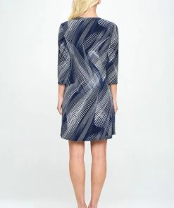 Jostar HIT Notch Neck Quarter Sleeve Print Dress-776HT-QRP1-W260 Dresses