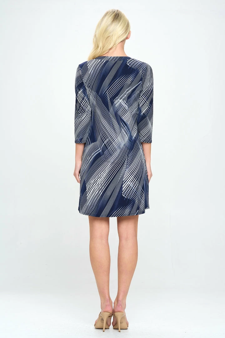 Jostar HIT Notch Neck Quarter Sleeve Print Dress-776HT-QRP1-W260 Dresses