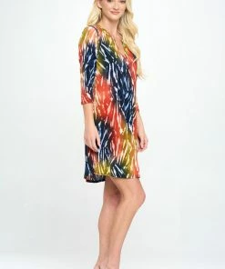 Jostar Dresses HIT Notch Neck Quarter Sleeve Print Dress-776HT-QRP1-W299