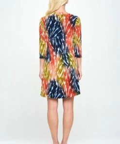 Jostar Dresses HIT Notch Neck Quarter Sleeve Print Dress-776HT-QRP1-W299