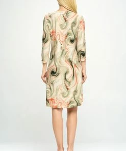 Jostar Dresses HIT Notch Neck Quarter Sleeve Print Dress-776HT-QRP1-W330