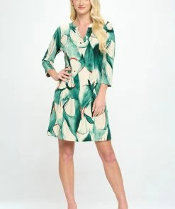 Jostar HIT Notch Neck Quarter Sleeve Print Dress-776HT-QRP1-W336 Dresses