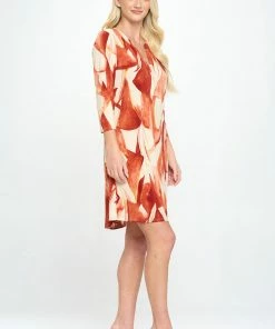 Jostar HIT Notch Neck Quarter Sleeve Print Dress-776HT-QRP1-W336 Dresses