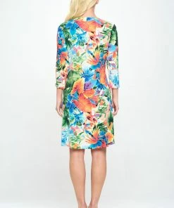 Jostar HIT Notch Neck Quarter Sleeve Print Dress-776HT-QRP1-W338 Dresses
