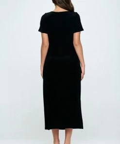 Jostar Acetate Short Sleeve Long Dressw/ Split-779AY-SRS1