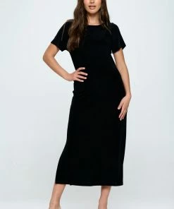 Jostar Acetate Short Sleeve Long Dressw/ Split-779AY-SRS1