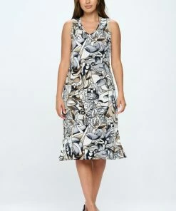 Jostar Online BNS V-Neck Midi Tank Dress With Side Slit-780BN-TRP1-W329 Dresses