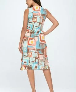 Jostar Online BNS V-Neck Midi Tank Dress With Side Slit-780BN-TRP1-W364 Dresses