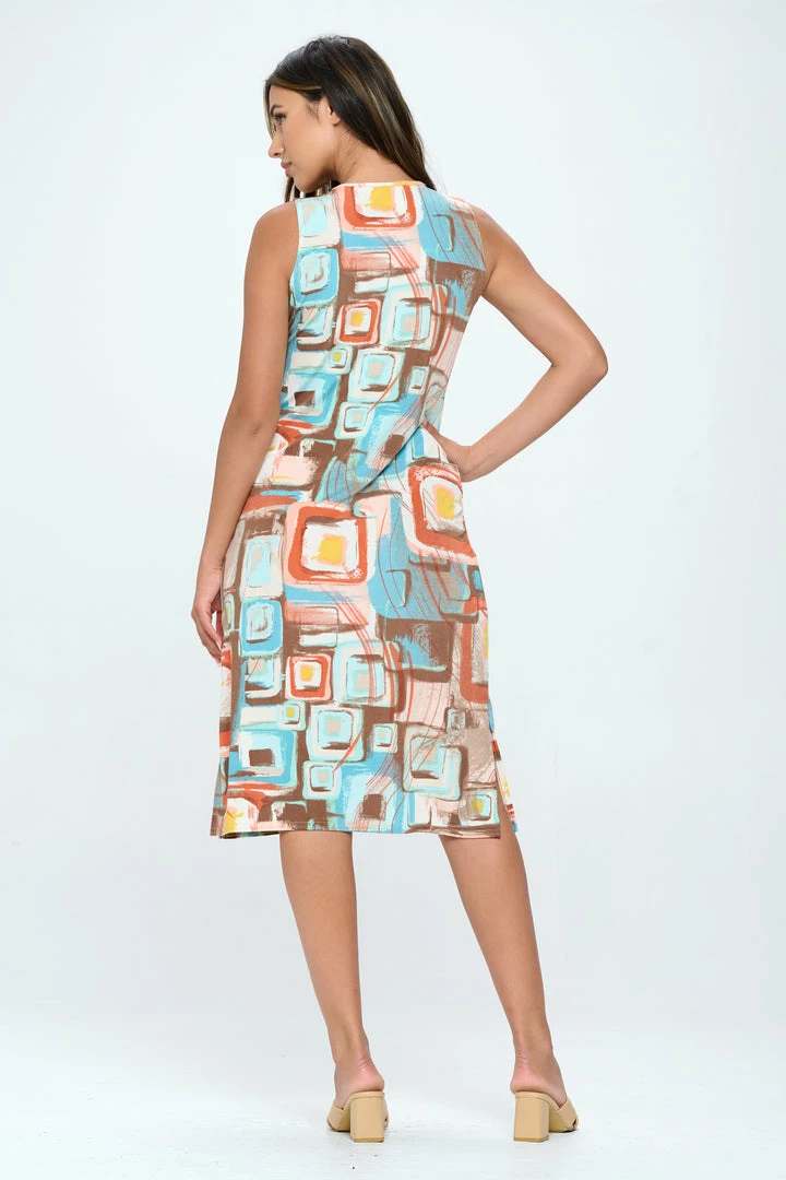 Jostar Online BNS V-Neck Midi Tank Dress With Side Slit-780BN-TRP1-W364 Dresses