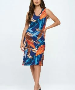 Jostar Online VC V-Neck Midi Tank Dress With Side Slit-780VC-TRP1-W361 Dresses