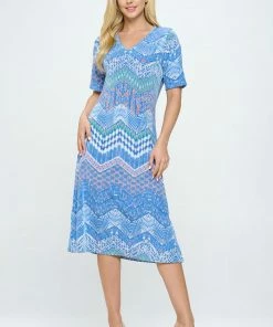 Jostar BNS Midi V-Neck Dress With Side Slits-781BN-HRP1-W362 Dresses