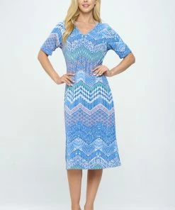 Jostar BNS Midi V-Neck Dress With Side Slits-781BN-HRP1-W362 Dresses