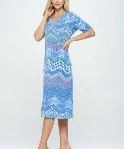 Jostar BNS Midi V-Neck Dress With Side Slits-781BN-HRP1-W362 Dresses