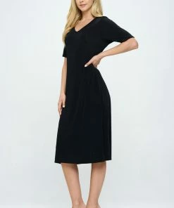 Jostar BNS Midi V-Neck Dress With Side Slits-781BN-HRS1