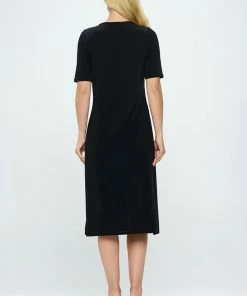 Jostar BNS Midi V-Neck Dress With Side Slits-781BN-HRS1