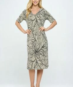 Jostar HIT Midi V-Neck Dress With Side Slits-781HT-HRP1-W349