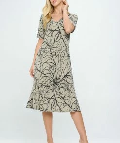 Jostar HIT Midi V-Neck Dress With Side Slits-781HT-HRP1-W349