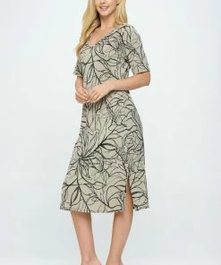 Jostar HIT Midi V-Neck Dress With Side Slits-781HT-HRP1-W349