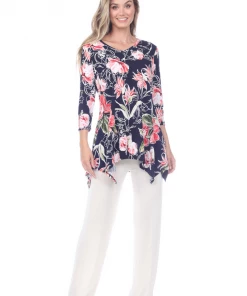 Quarter Sleeves Jostar Women's HIT V-Neck Binding Top Half Sleeve Print-313HT-QRP1-W251