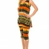 Jostar Women's Stretchy Tank Capri Set Sleeveless Plus Print, 902BN-TXP-W174