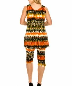 Jostar Women's Stretchy Tank Capri Set Sleeveless Plus Print, 902BN-TXP-W174