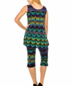 Jostar Women's Stretchy Tank Capri Set Sleeveless Plus Print, 902BN-TXP-W176