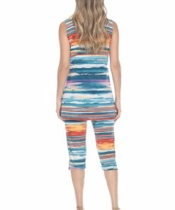 Pant Sets Jostar Women's Stretchy Tank Capri Pant Set Print-902BN-TRP1-W213