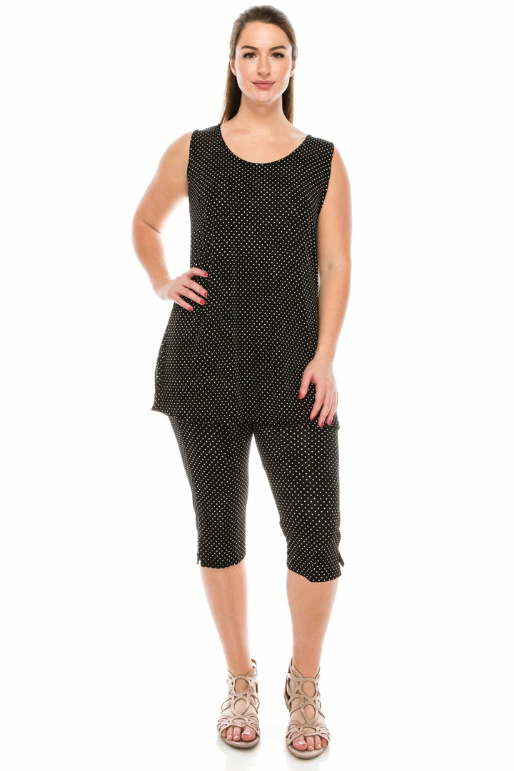Jostar Women's Stretchy Tank Capri Set Sleeveless Plus Print, 902BN-TXP-W990