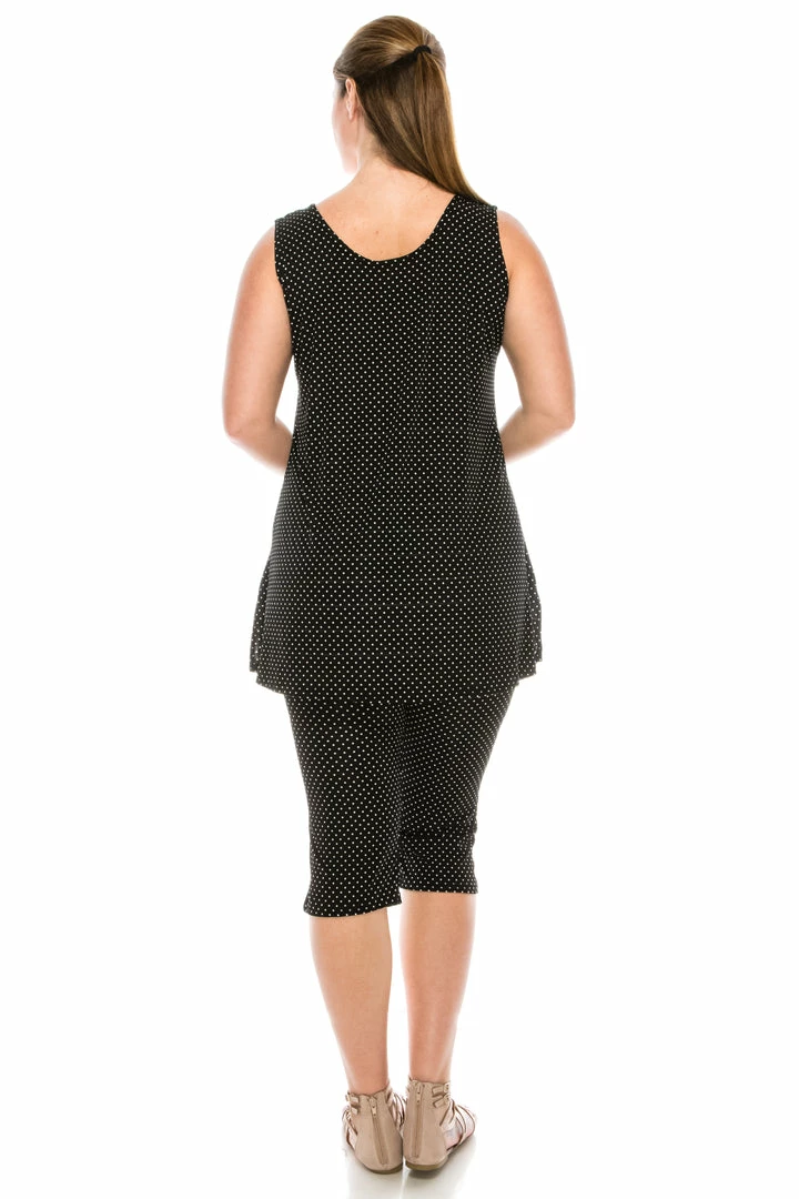 Jostar Women's Stretchy Tank Capri Set Sleeveless Plus Print, 902BN-TXP-W990