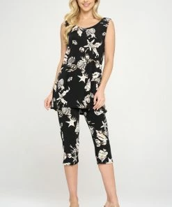 Pants Jostar Women's Stretchy Tank Capri Pant Set Print-902BN-TRP1-W309