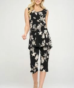 Pants Jostar Women's Stretchy Tank Capri Pant Set Print-902BN-TRP1-W309