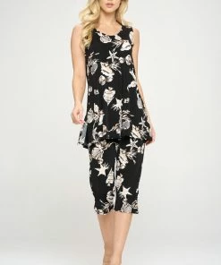 Pants Jostar Women's Stretchy Tank Capri Pant Set Print-902BN-TRP1-W309