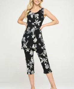 Pants Jostar Women's Stretchy Tank Capri Pant Set Print-902BN-TRP1-W309