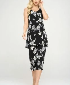 Pants Jostar Women's Stretchy Tank Capri Pant Set Print-902BN-TRP1-W309