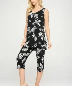 Pants Jostar Women's Stretchy Tank Capri Pant Set Print-902BN-TRP1-W309