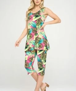 Jostar Women's Stretchy Tank Capri Pant Set Print-902BN-TRP1-W311