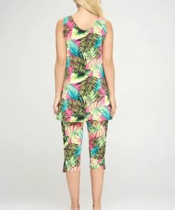 Jostar Women's Stretchy Tank Capri Pant Set Print-902BN-TRP1-W311